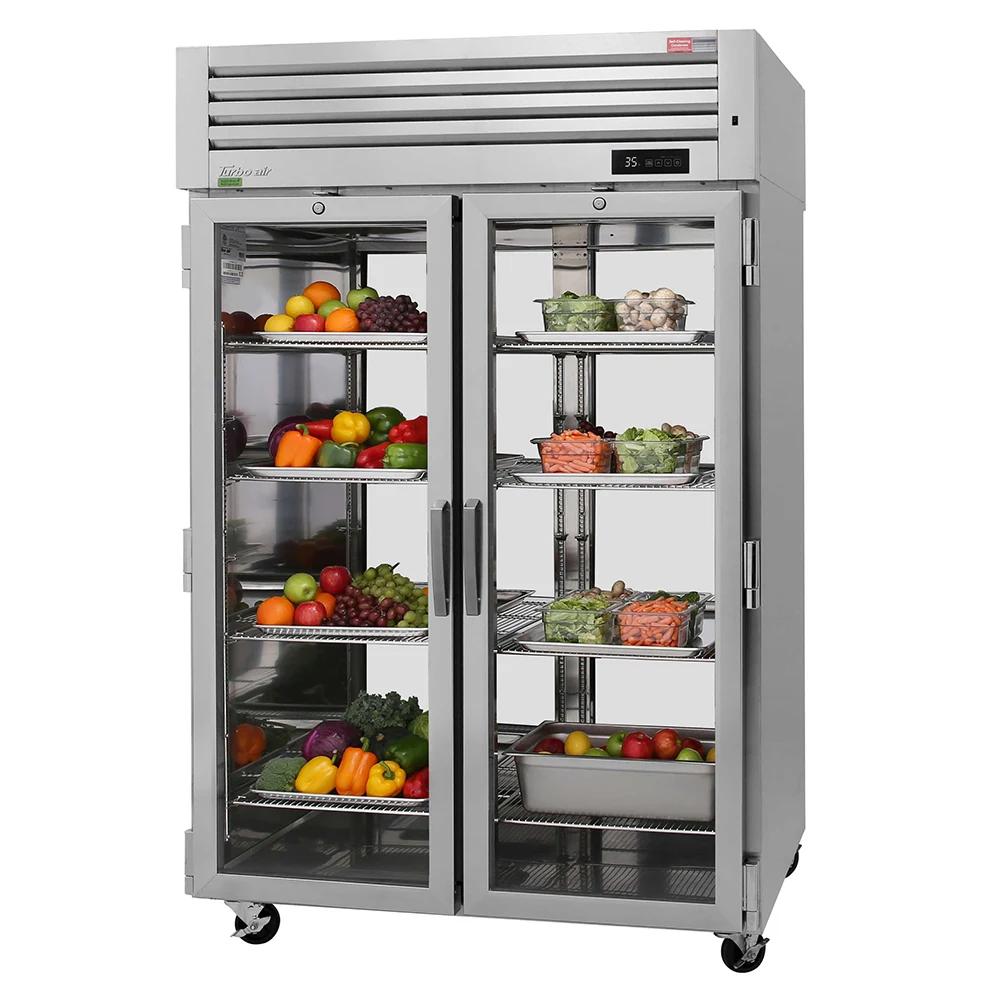 Turbo Air PRO-50R-G-PT-N 51 3/4" Two Section Pass Thru Refrigerator, (4) Right Hinge Glass Doors, 115v