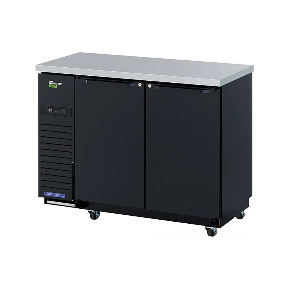 Turbo Air TBB-24-48SBD-N6 49 1/8" Bar Refrigerator - 2 Swinging Solid Doors, Black, 115v