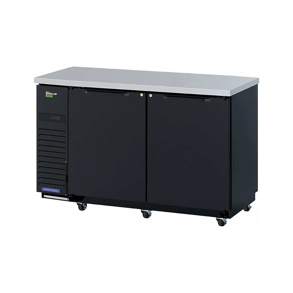 Turbo Air TBB-24-60SBD-N6 61 1/8" Bar Refrigerator - 2 Swinging Solid Doors, Black, 115v