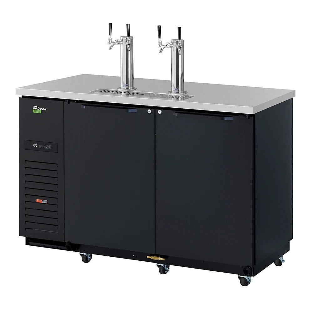 Turbo Air TBD-2SBD-N6 58 3/4" Kegerator Beer Dispenser w/ (2) 1/2 Keg Capacity - (2) Columns, Black, 115v