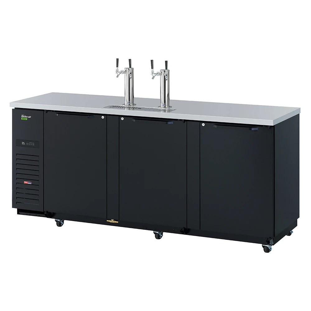 Turbo Air TBD-4SBD-N 90 3/8" Kegerator Beer Dispenser w/ (4) 1/2 Keg Capacity - (2) Columns, Black, 115v