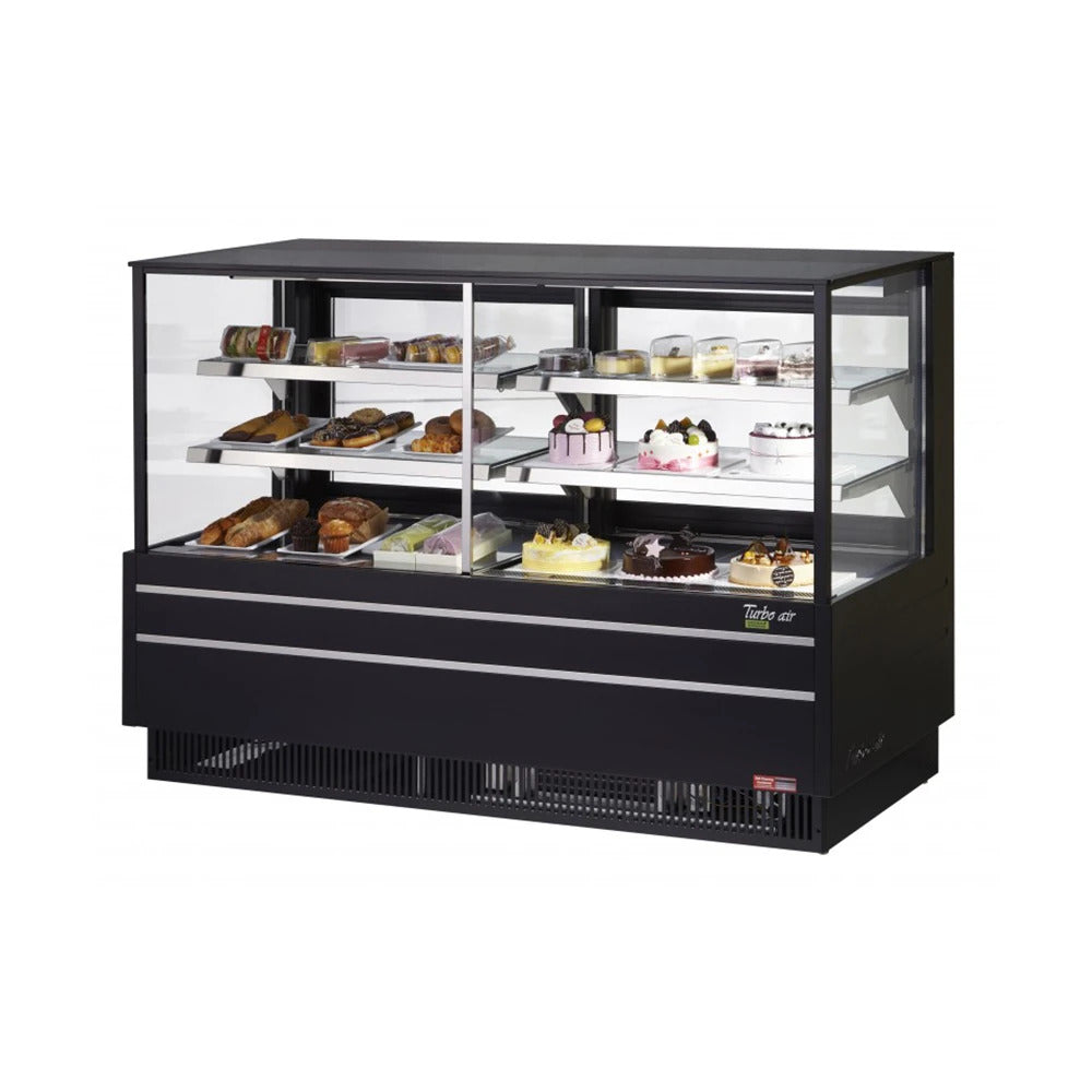 Turbo Air TCGB-72UF-CO-B-N 72-1/2" Full Service Bakery Case w/ Straight Glass - (3) Levels, 115v