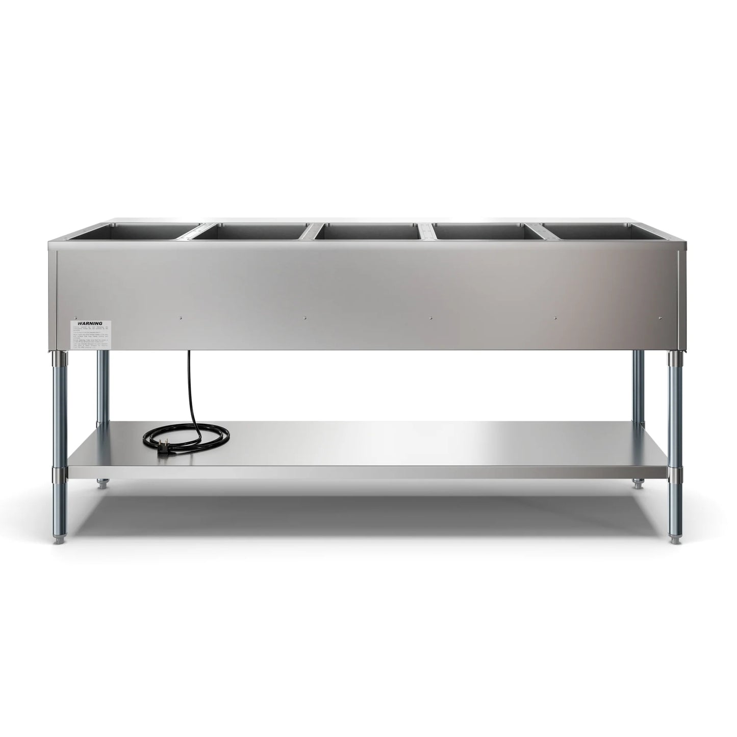 Koolmore KM-OWS-5 5-Pan Open Well Electric Steam Table With Undershelf, 240V