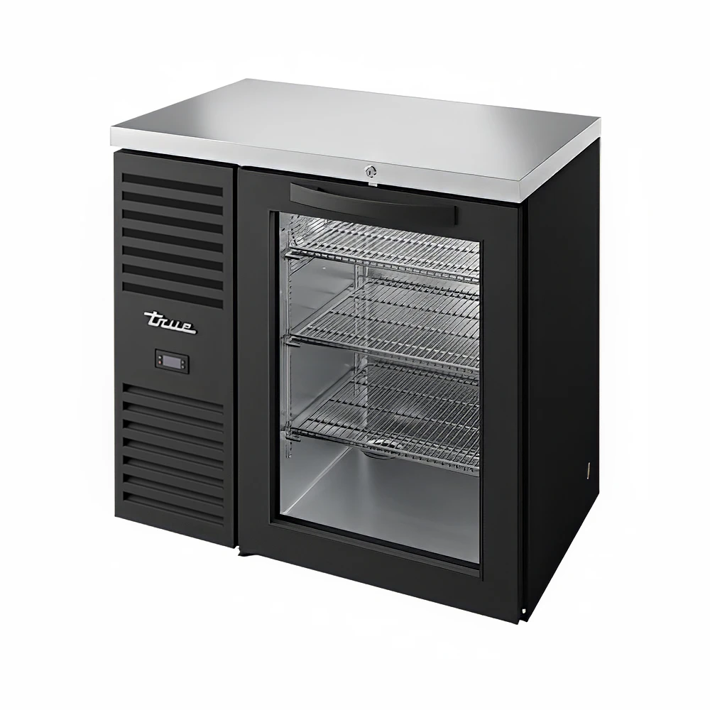 True TBR36-RISZ1-L-B-G-1 36" Bar Refrigerator - 1 Swinging Glass Door, Black, 115v