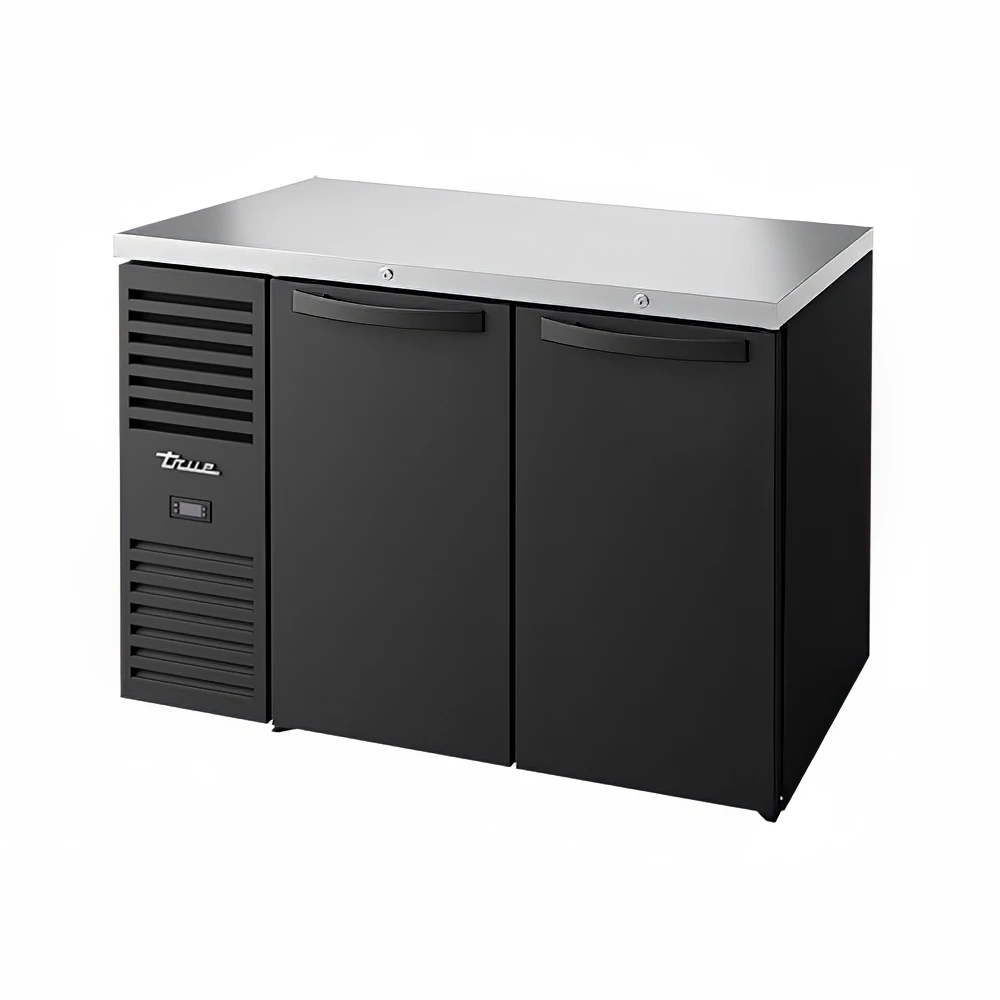 True TBR48-RISZ1-L-B-SS-1 48" Bar Refrigerator - Swinging Solid Doors, Black, 115v
