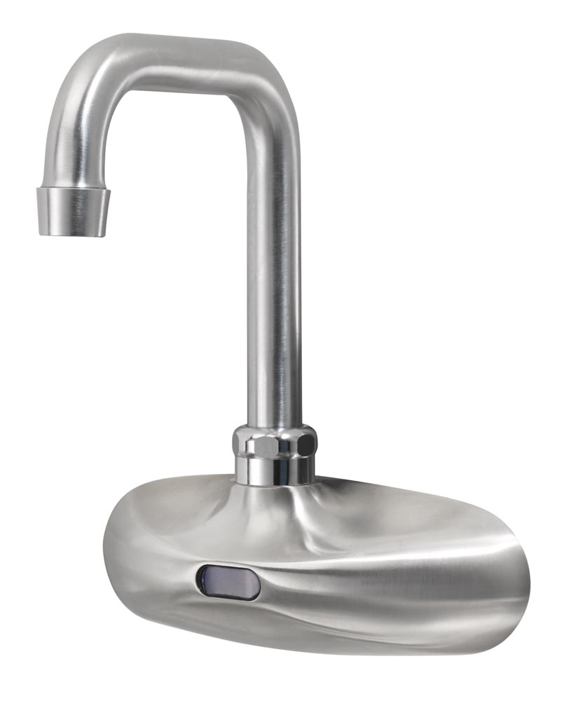 Krowne 16-670 Wall Mount Electronic Faucet - 4" Centers, High Arc Spout, Satin Finish