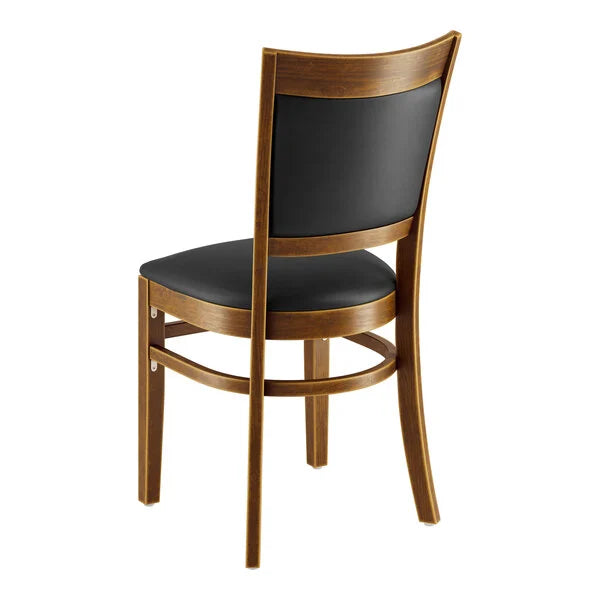 Wood Chair SOFIABK-01 Sofia Vintage Finish with 2 1/2" thick Black Vinyl Seat