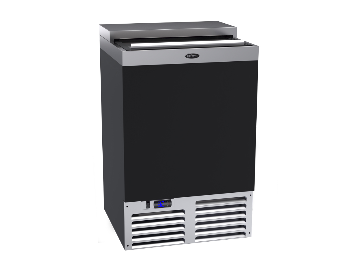 Krowne BC24-BG 24" Forced Air Bottle Cooler - Holds (120) 12 oz Bottles, Black, 115v
