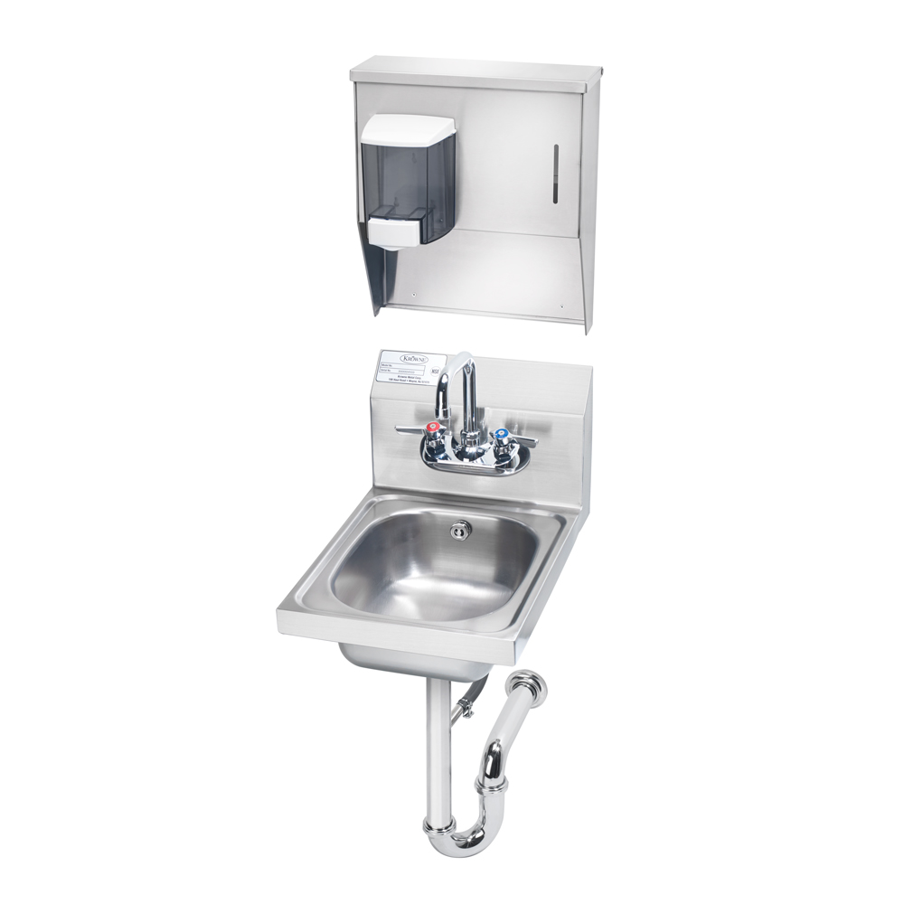 Krowne HS-31 Wall Mount Commercial Hand Sink w/ 9 3/4"L x 11 3/4"W x 5"D Bowl, Soap Dispenser