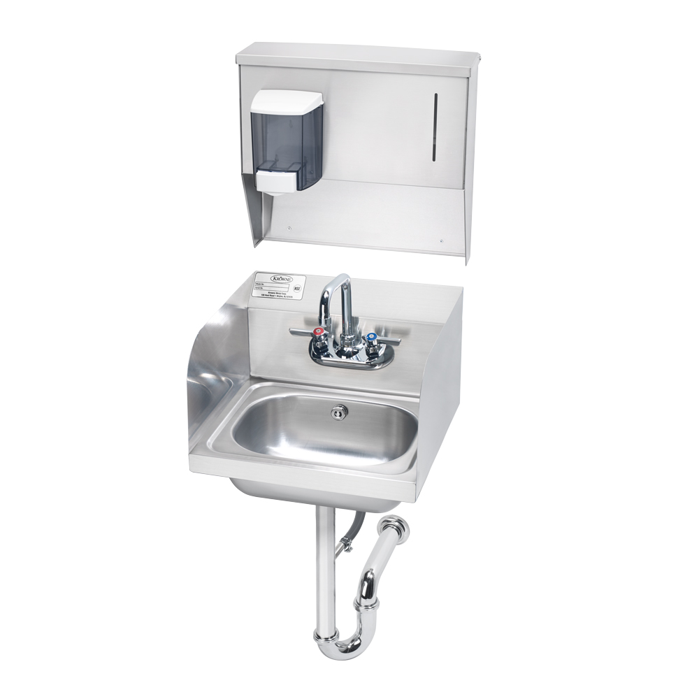Krowne HS-33 Wall Mount Commercial Hand Sink w/ 12 1/2"L x 9 3/4"W x 5 5/8"D, Side Splashes