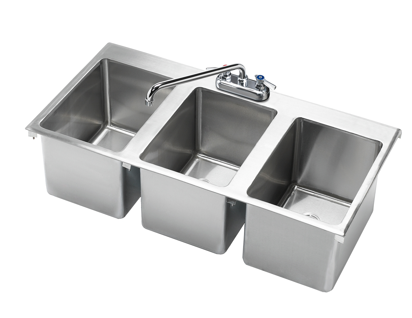 Krowne HS-3819 Drop-In Commercial Hand Sink w/ (3) 10"L x 14"W x 10"D Bowls, Gooseneck Faucet
