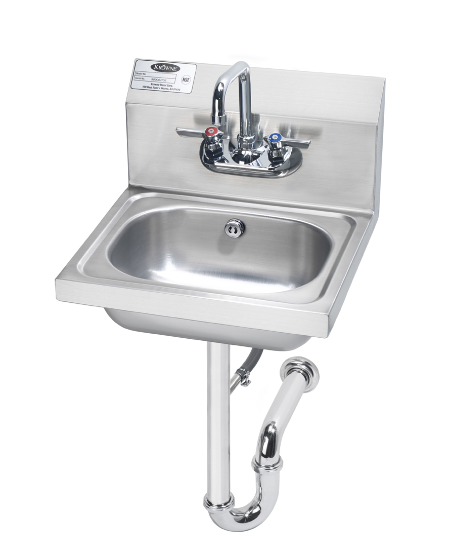 Krowne HS-4 Wall Mount Commercial Hand Sink w/ 12 1/2"L x 9 3/4"W x 5 7/8"D Bowl, Gooseneck Faucet