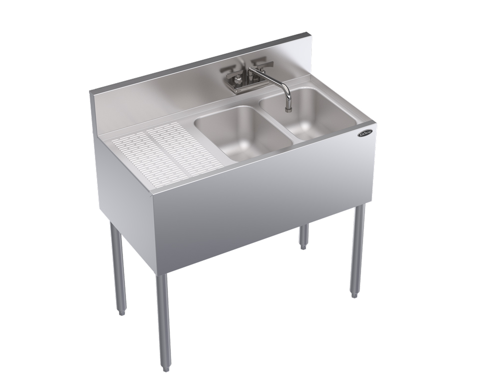 Krowne KR19-32R 36" 2 Compartment Sink w/ 10"W x 14"L Bowl, 10" Deep