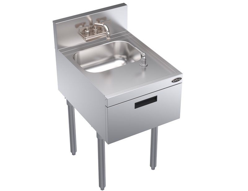 Krowne KR24-18ST Freestanding Commercial Hand Sink w/ 10"L x 14"W x 7"D Bowl, Soap & Towel Dispenser