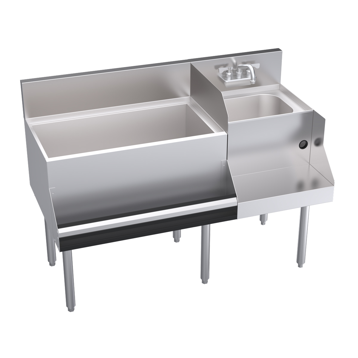 KROWNE KR24-W48L-10 Royal 1800 Series Cocktail Station with 92 lb Ice Bin, 10 Circuit Cold Plate, Stainless Steel, 48 inch W x 24 inch D