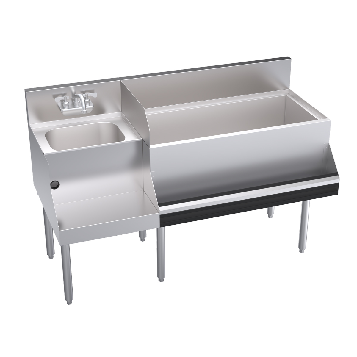 KROWNE KR24-W54R-10 Royal 1800 Series Cocktail Station with 110 lb Ice Bin, 10 Circuit Cold Plate, Stainless Steel, 54 inch W x 24 inch D