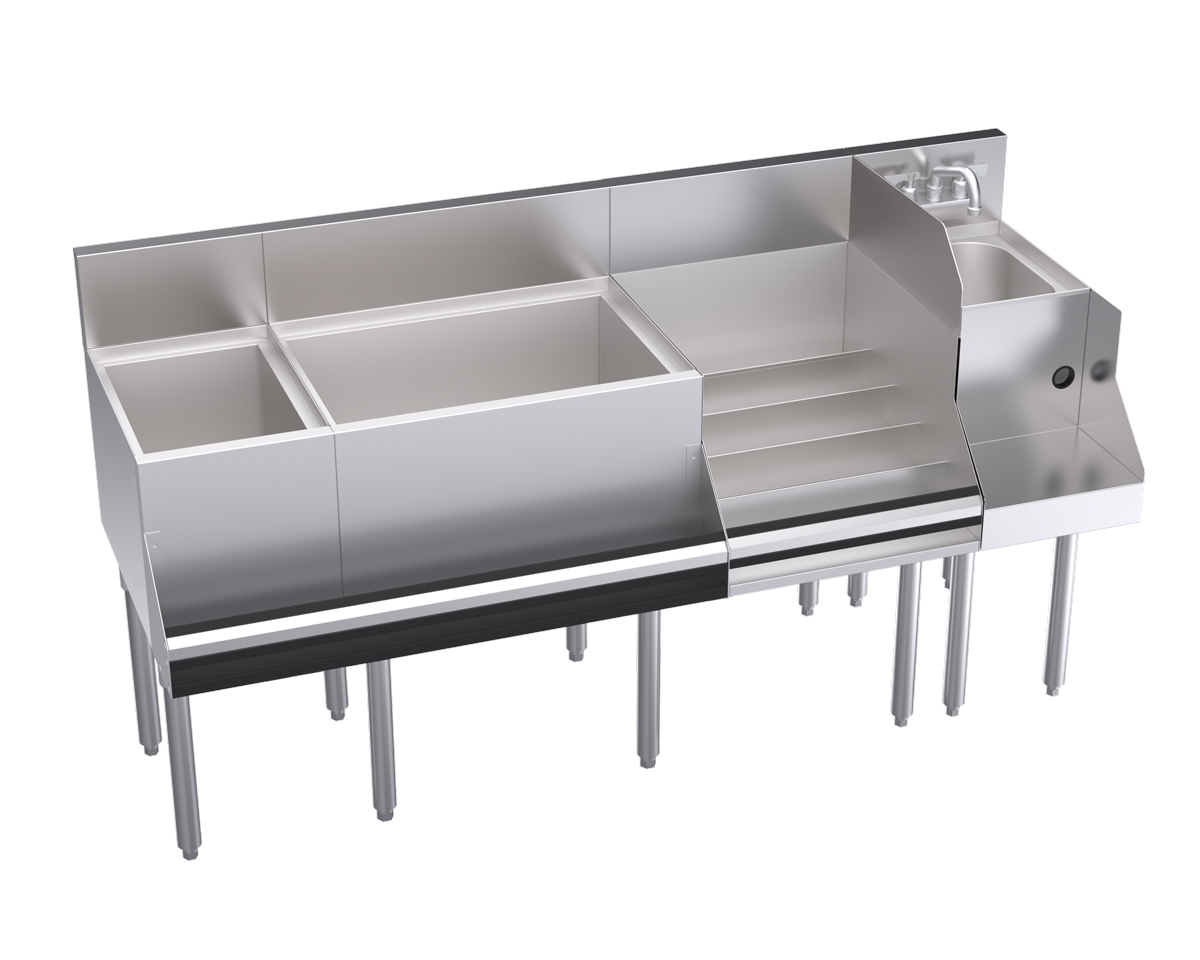 KROWNE KR24-W66E-10 Royal 1800 Series Cocktail Station with 110 lb Ice Bin, 10 Circuit Cold Plate, Stainless Steel, 66 inch W x 24 inch D
