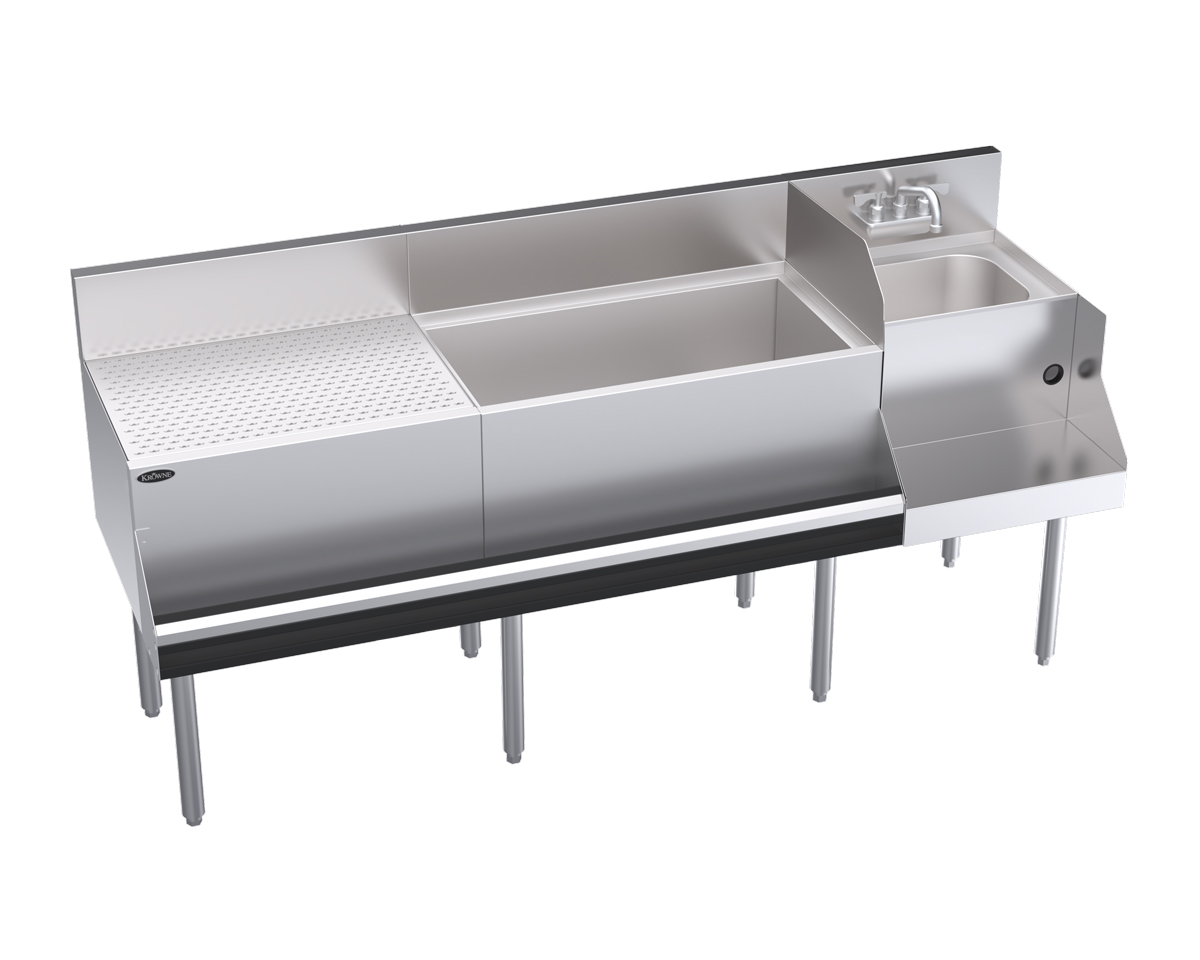 KROWNE KR24-W72A-10 Royal 1800 Series Cocktail Station with 92 lb Ice Bin, 10 Circuit Cold Plate, Stainless Steel, 72 inch W x 24 inch D