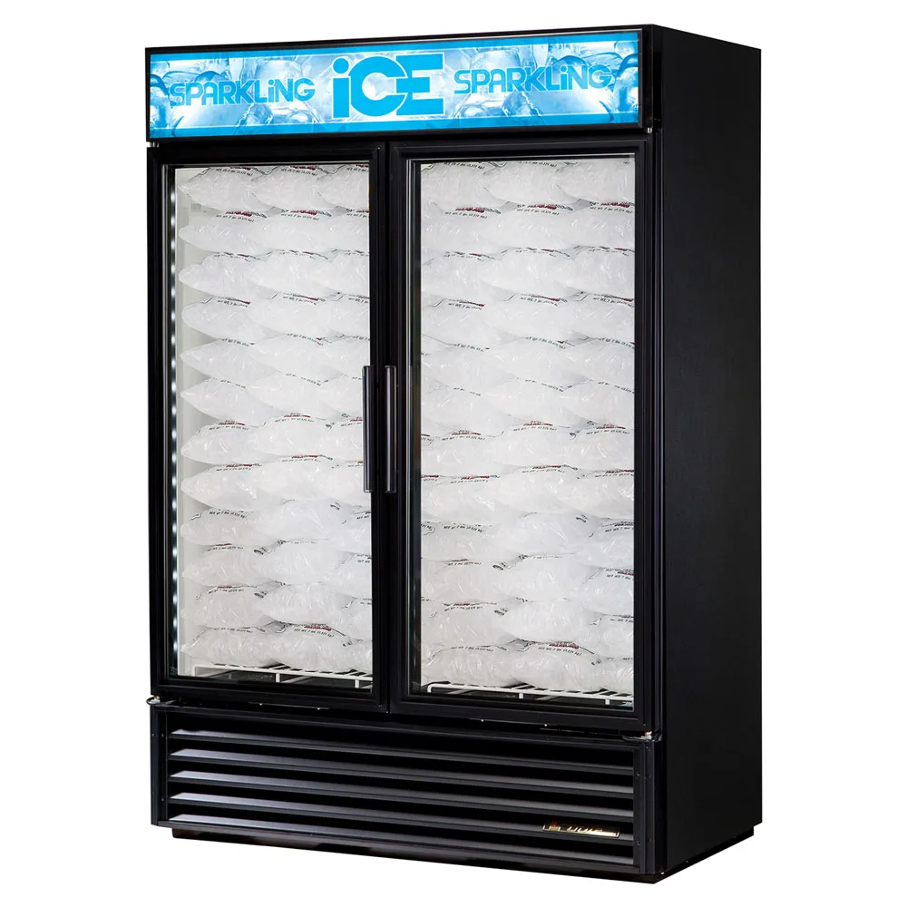 True GDIM-49NT-HC~TSL01 54" Indoor Ice Merchandiser w/ (117) 8 lb Bag Capacity - Glass Door, Black, 115v