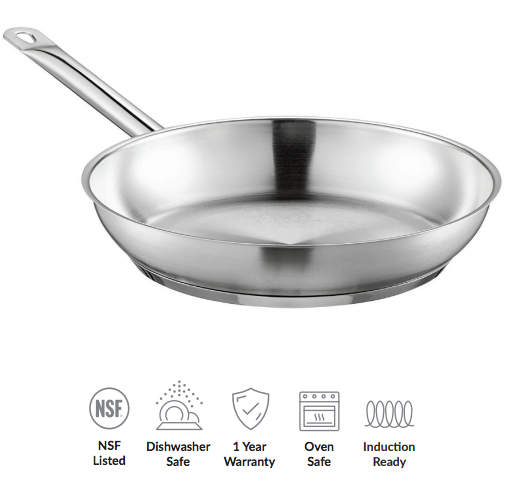Vigor 9.5" Stainless Steel Pan, Suitable for Induction Cooker, Gas Stove, and Electric cooktop
