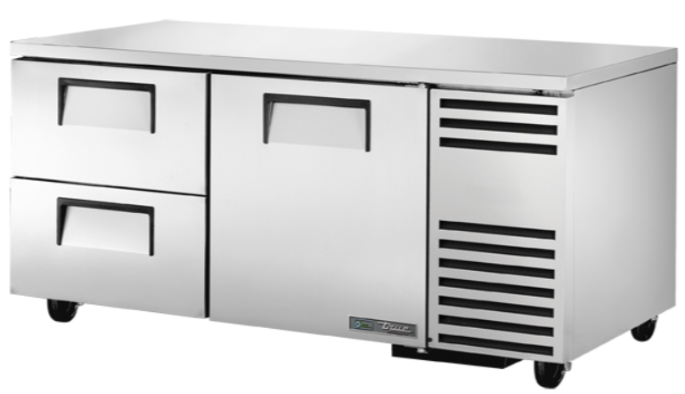 True TUC-67D-2-HC 67" W Undercounter Refrigerator w/ (2) Sections, (2) Drawers & (1) Door, 115v