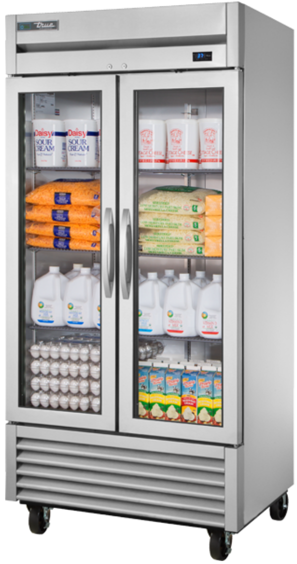 True T-35G-HC~FGD01 39 3/5" Two Section Reach In Refrigerator, (2) Left/Right Hinge Glass Doors, 115v