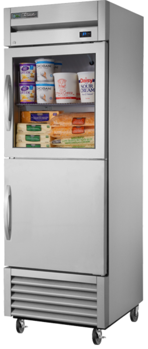 True T-23-1-G-1-HC~FGD01 27" One Section Reach In Refrigerator, (1) Glass Door, (1) Solid Door, Right Hinge, 115v