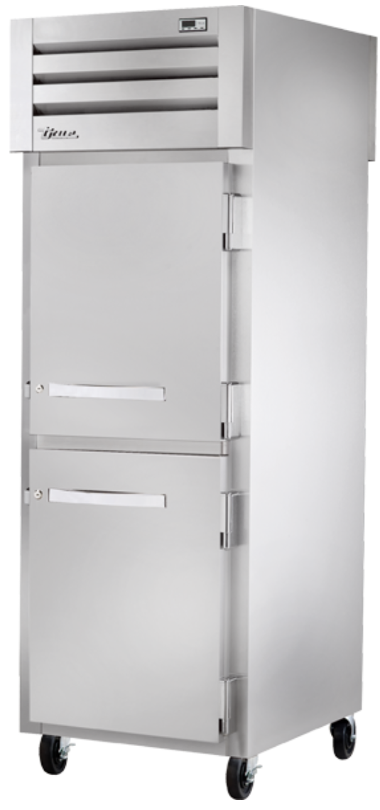 True STG1RPT-2HS-1S-HC 27 1/2" One Section Pass Thru Refrigerator, (3) Right Hinge Solid Doors, 115v