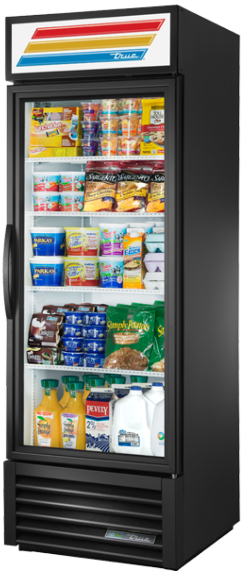 True GDM-23-HC~TSL01 27" GDM Series One Section Glass Door Merchandiser - (1) Left Hinged Door, White & Black, 115v