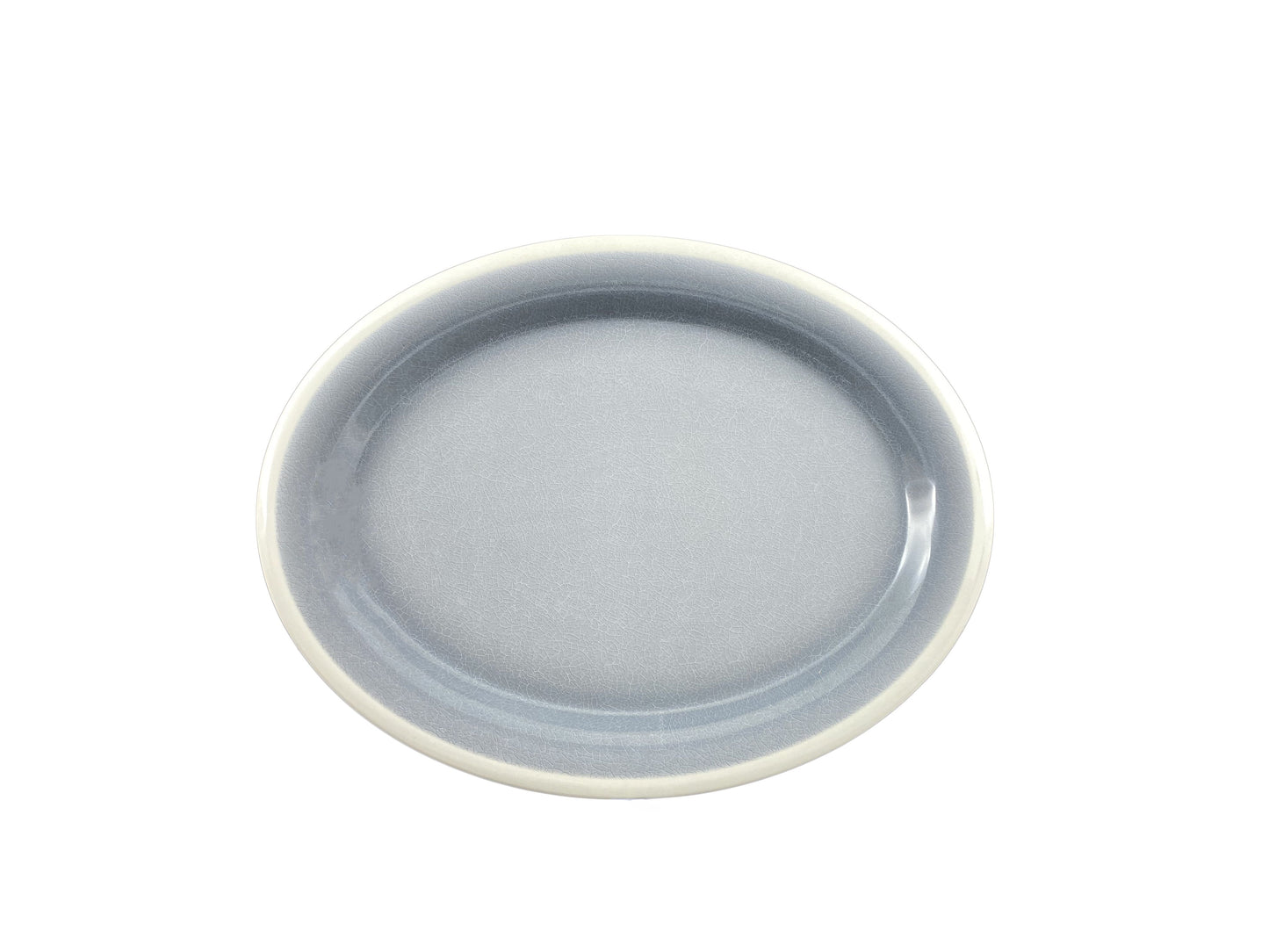 Thunder Group DM213H Graham 13" x 10" Oval Gray Melamine Platter with Ivory Edge - 12/Case