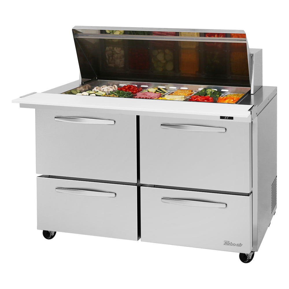 Turbo Air PST-48-18-D4-N 48" PRO Series Mega Top Sandwich/Salad Prep Table w/ Refrigerated Base, 115v