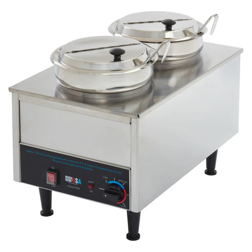 Benchmark USA 51072P Dual 7 Qt. Warmer with Insets, Ladles, and Lids - 120V, 1200W