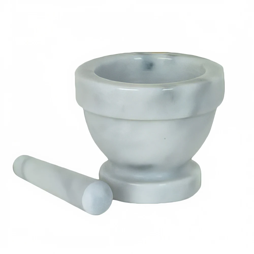 Thunder Group MRGR002 5" White Marble Mortar and Pestle Set