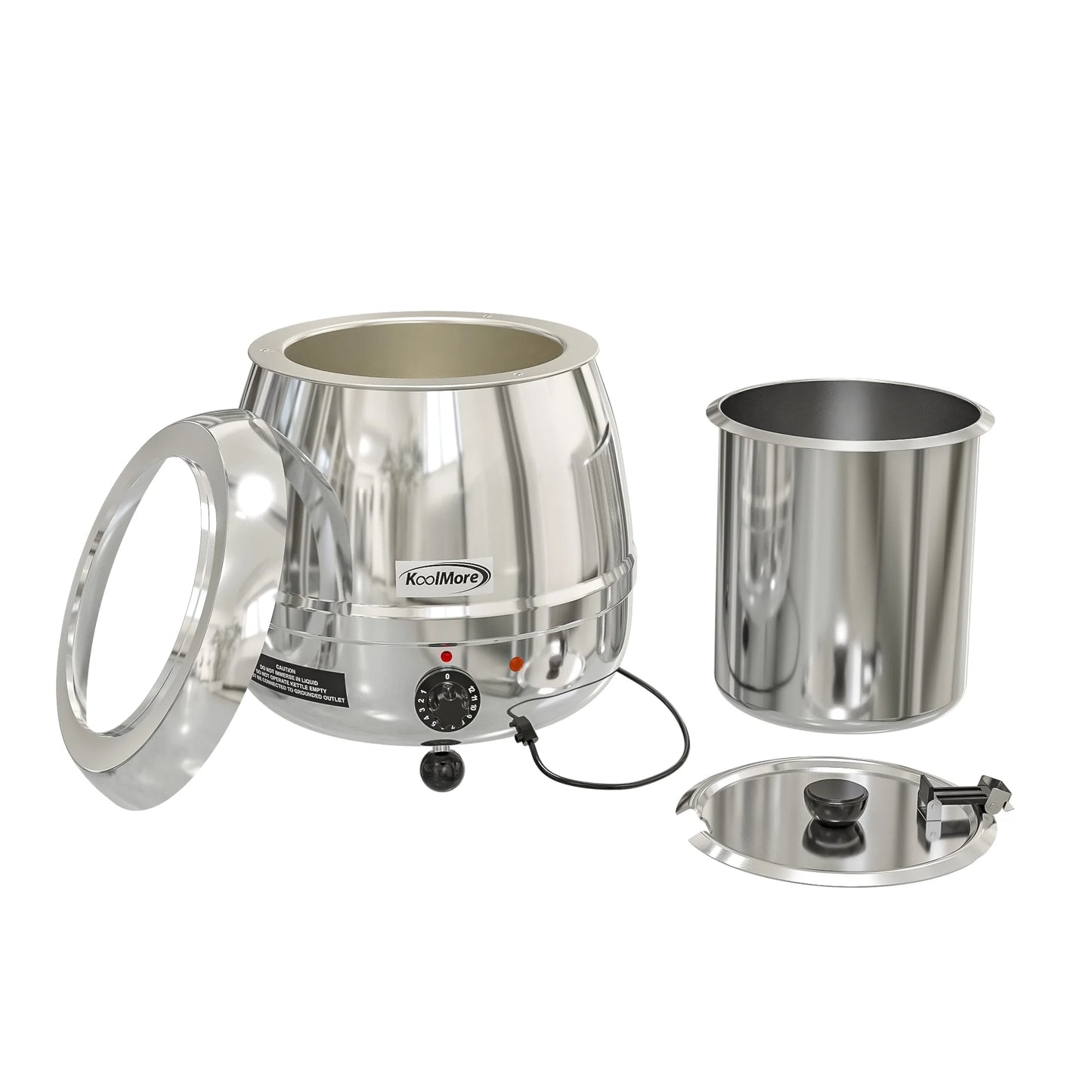 Koolmore SK-SS-3G 11.5 Qt. Round Countertop Black Stainless-Steel Food / Soup Kettle Warmer