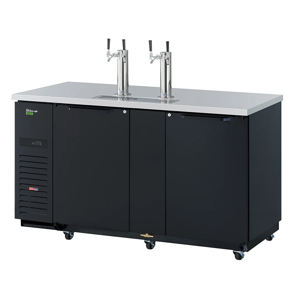 Turbo Air TBD-3SBD-N 69" Kegerator Beer Dispenser w/ (3) 1/2 Keg Capacity - (2) Columns, Black, 115v