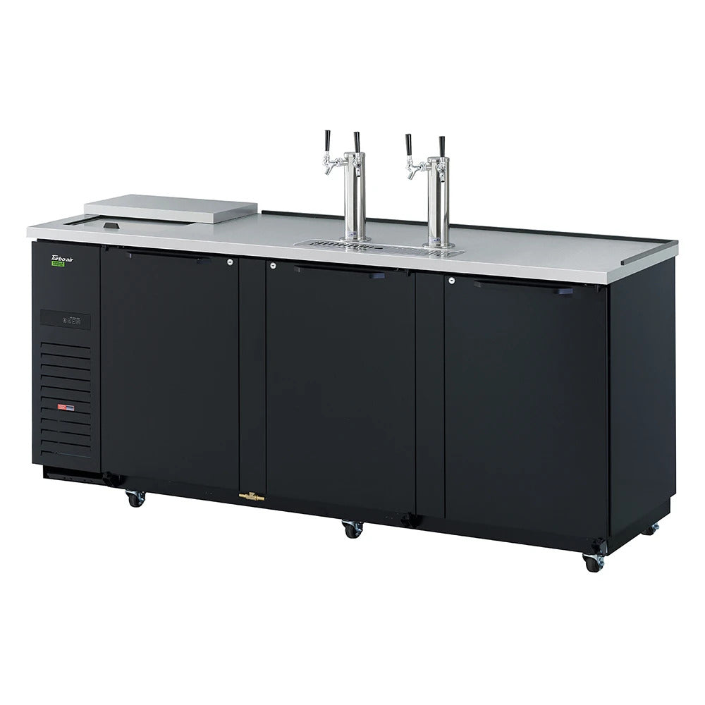 Turbo Air TCB-4SBD-N 90 3/8" Kegerator Beer Dispenser w/ (4) 1/2 Keg Capacity - (2) Columns, Black, 115v