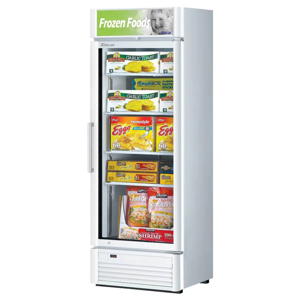 Turbo Air TGF-15SD-N 26 3/8" One Section Display Freezer w/ Swing Door - Bottom Mount Compressor, White, 115v