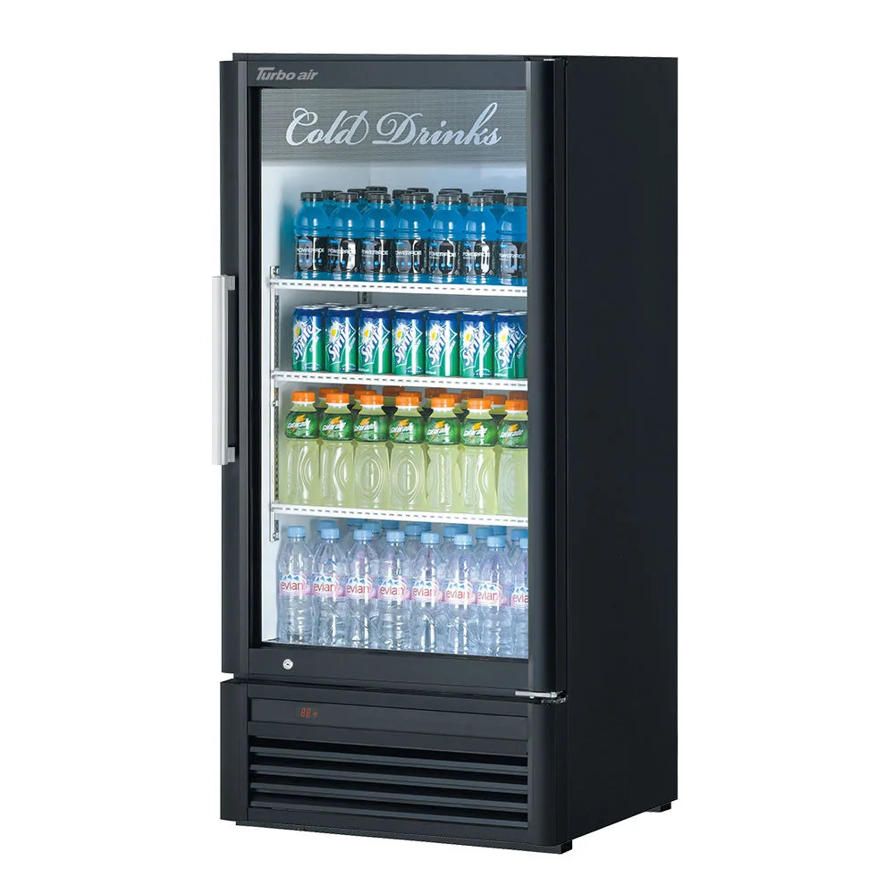 Turbo Air TGM-10SD-N6 26" Super Deluxe One Section Glass Door Merchandiser - (1) Right Hinge Door, Black, 115v