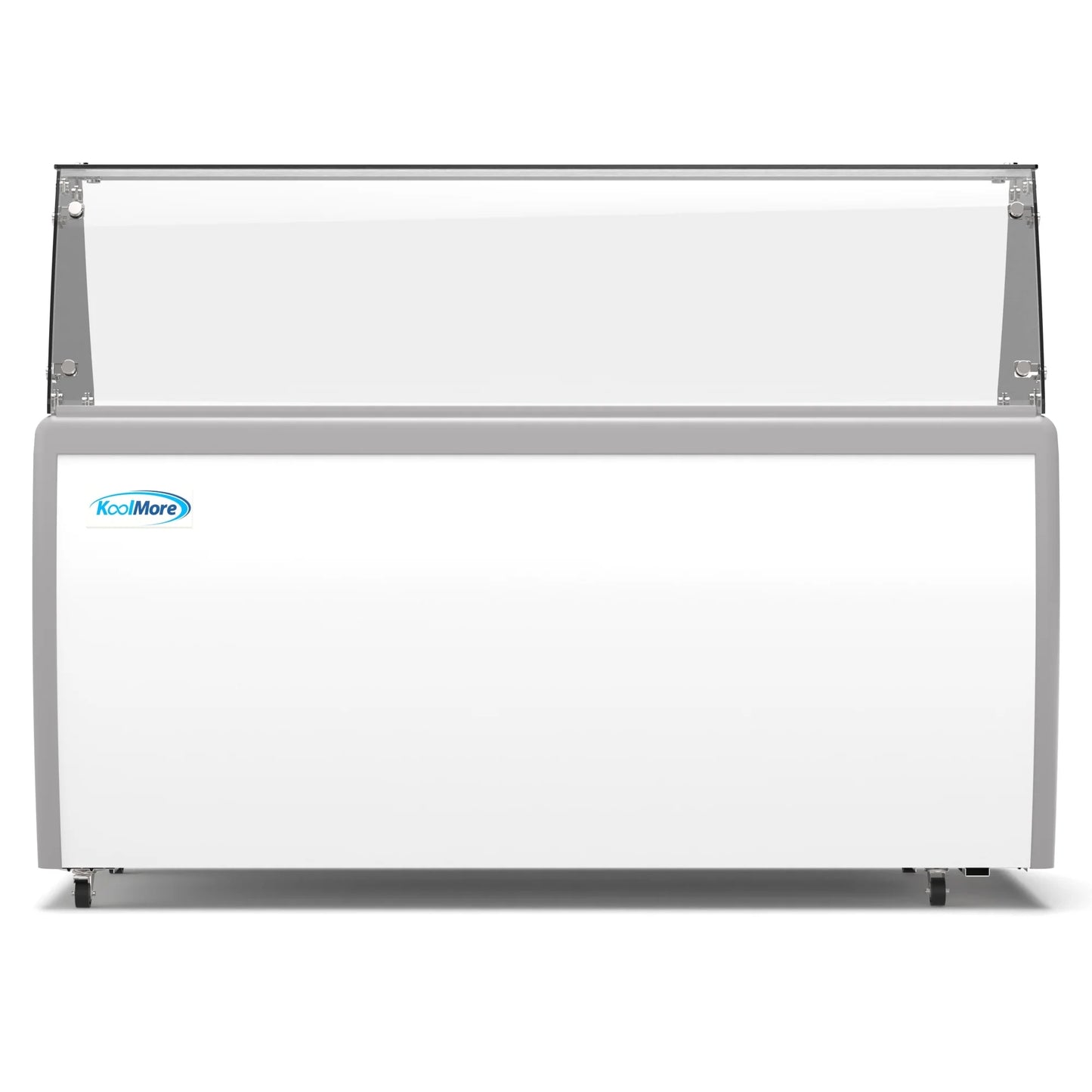 Koolmore KM-ICD-71SD-FG 70 In. Commercial 12 Tub Ice Cream Dipping Cabinet Display Freezer With Sliding Glass Door And Sneeze Guard- 20 Cu Ft.