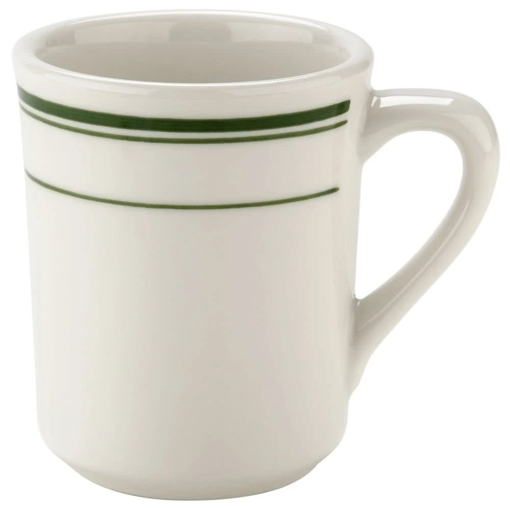 Yanco GB-17 Green Band Mug 8 Oz. 3-1/2" Dia. X 3-3/4"H