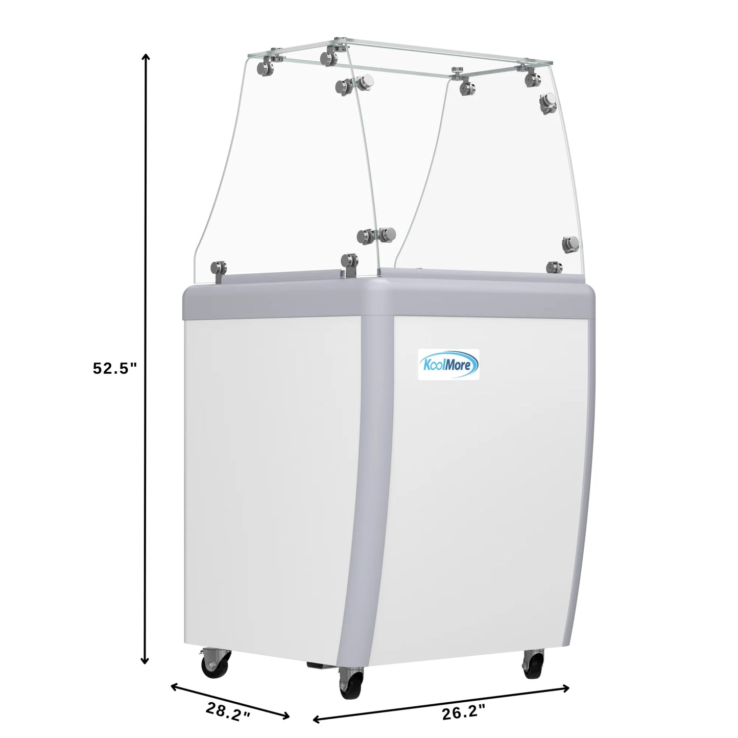 Koolmore KM-GDC-26SD-FG 26 In. Commercial 5-Pan Gelato Ice Cream Dipping Cabinet Display Freezer With Sliding Glass Door And Sneeze Guard- 6 Cu Ft.