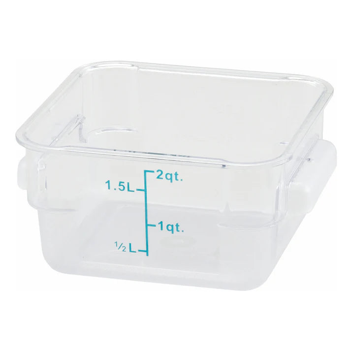 Winco PCSC-2C Clear Square Food Storage Container Polycarbonate 2QT NSF