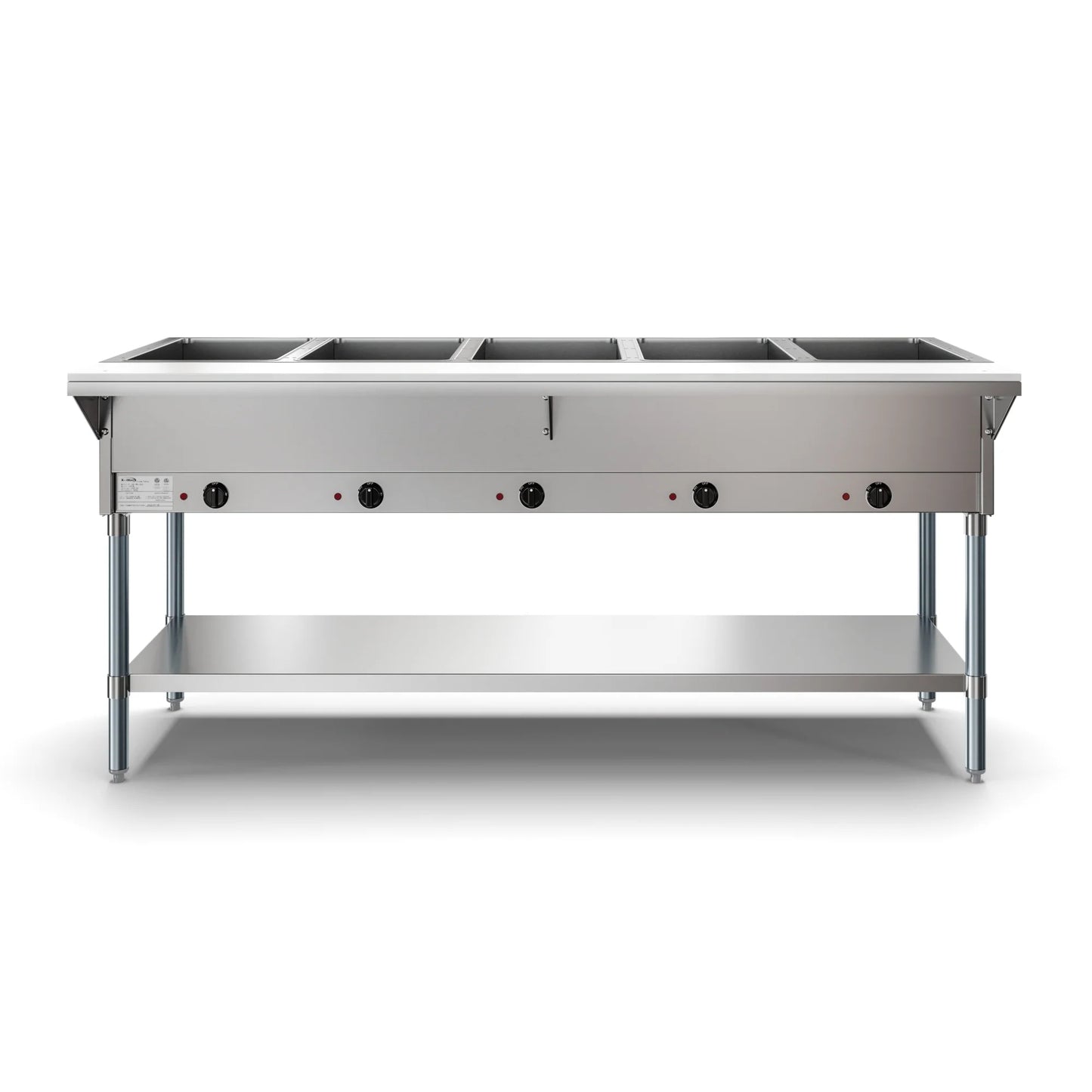 Koolmore KM-OWS-5 5-Pan Open Well Electric Steam Table With Undershelf, 240V