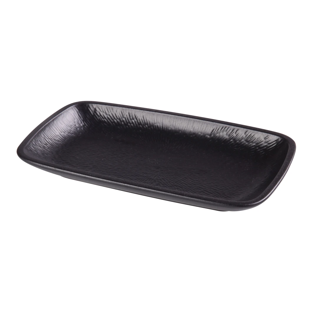 Yanco NB-514 Rectangular Dinner Plate - 14" x 7 1/2", Ceramic, Noble Black