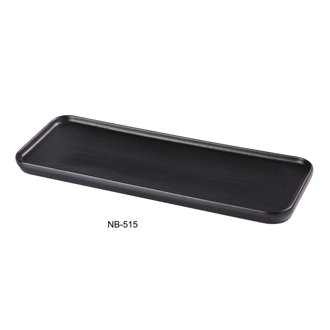 Yanco NB-515 Rectangular Dinner Plate - 15 1/2" x 5 1/2", Ceramic, Noble Black