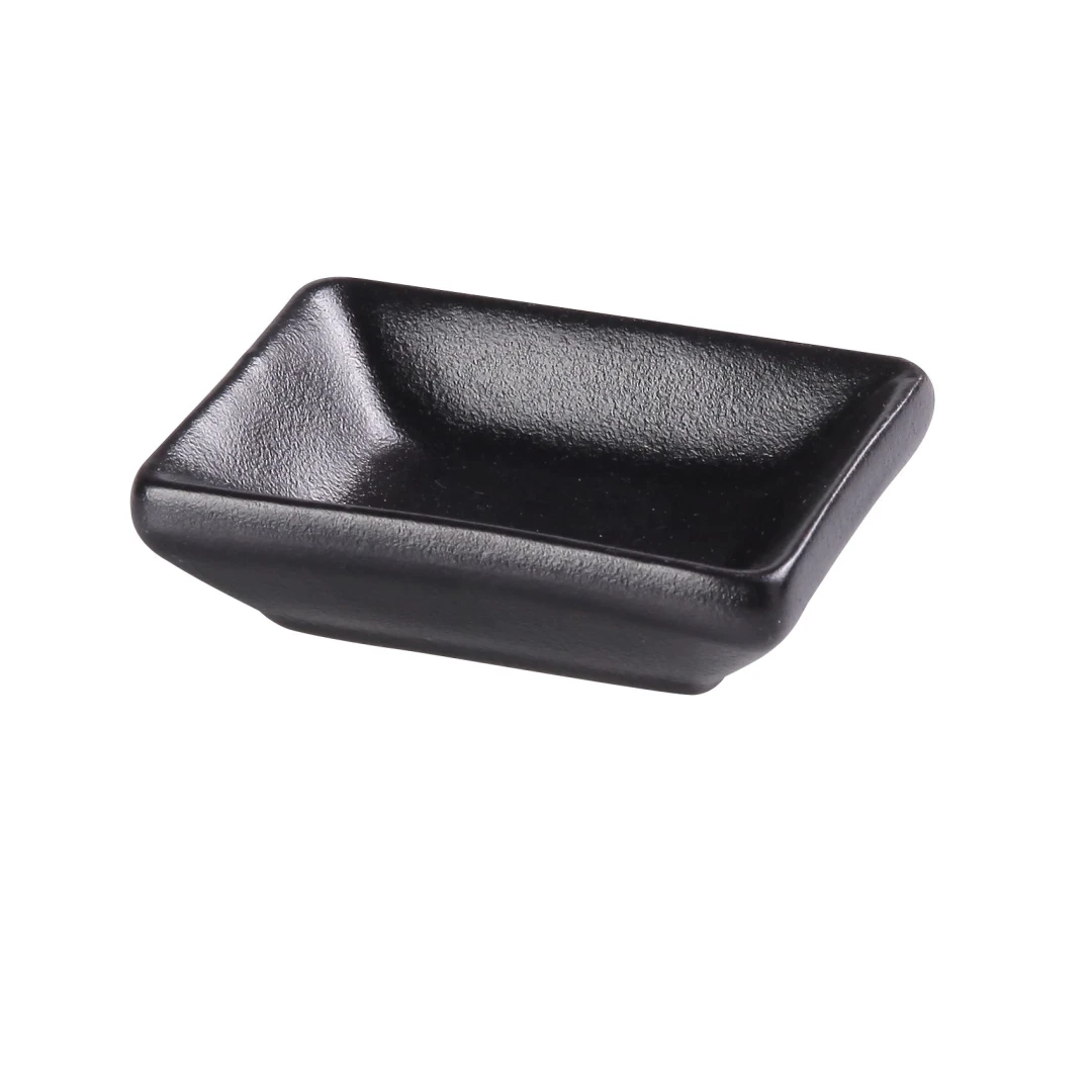 Yanco NB-4030 1 oz Rectangular Sauce Dish - Ceramic, Noble Black