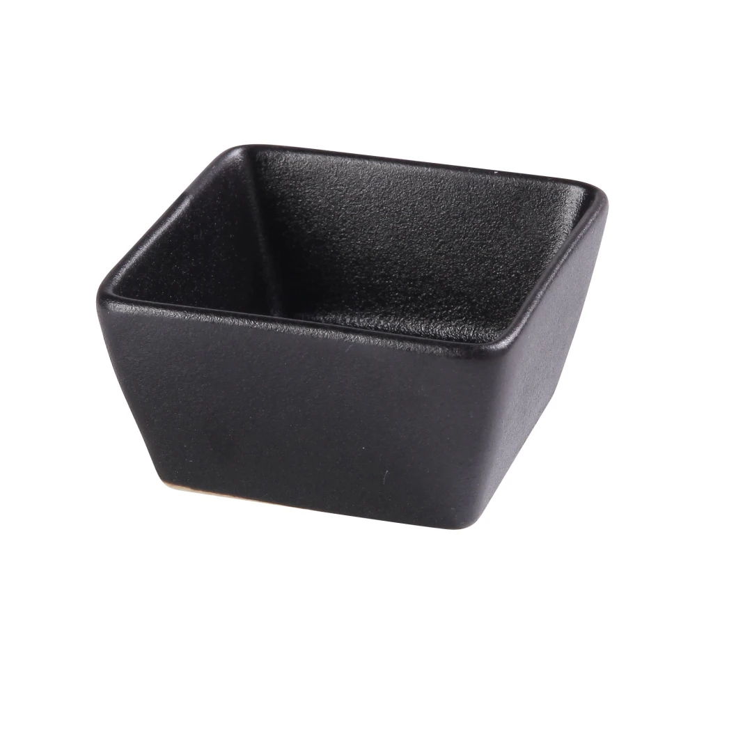 Yanco NB-4031 3 oz Square Sauce Dish - Ceramic, Noble Black