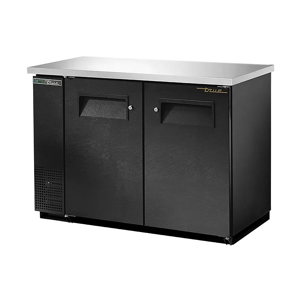 True TBB24-48-2S-Z1-SFT-B-1 48 1/8" Bar Refrigerator - 2 Swinging Solid Doors, Black, 115v