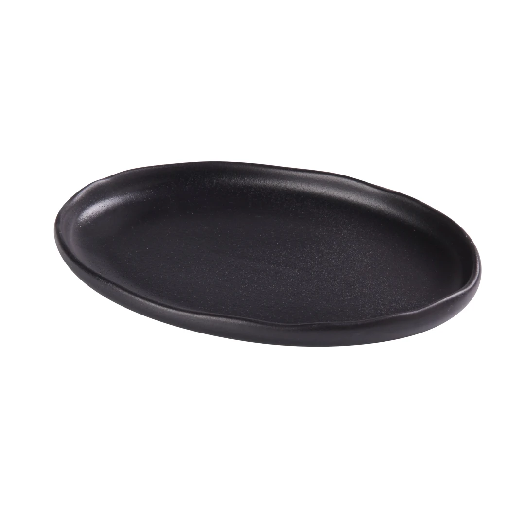 Yanco NB-214 Oval Dinner Plate - 14 1/2" x 9 1/2", Ceramic, Noble Black