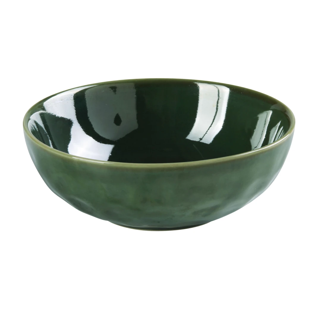 Yanco GG-807 28 oz Round Salad Bowl - Ceramic, Green Gem